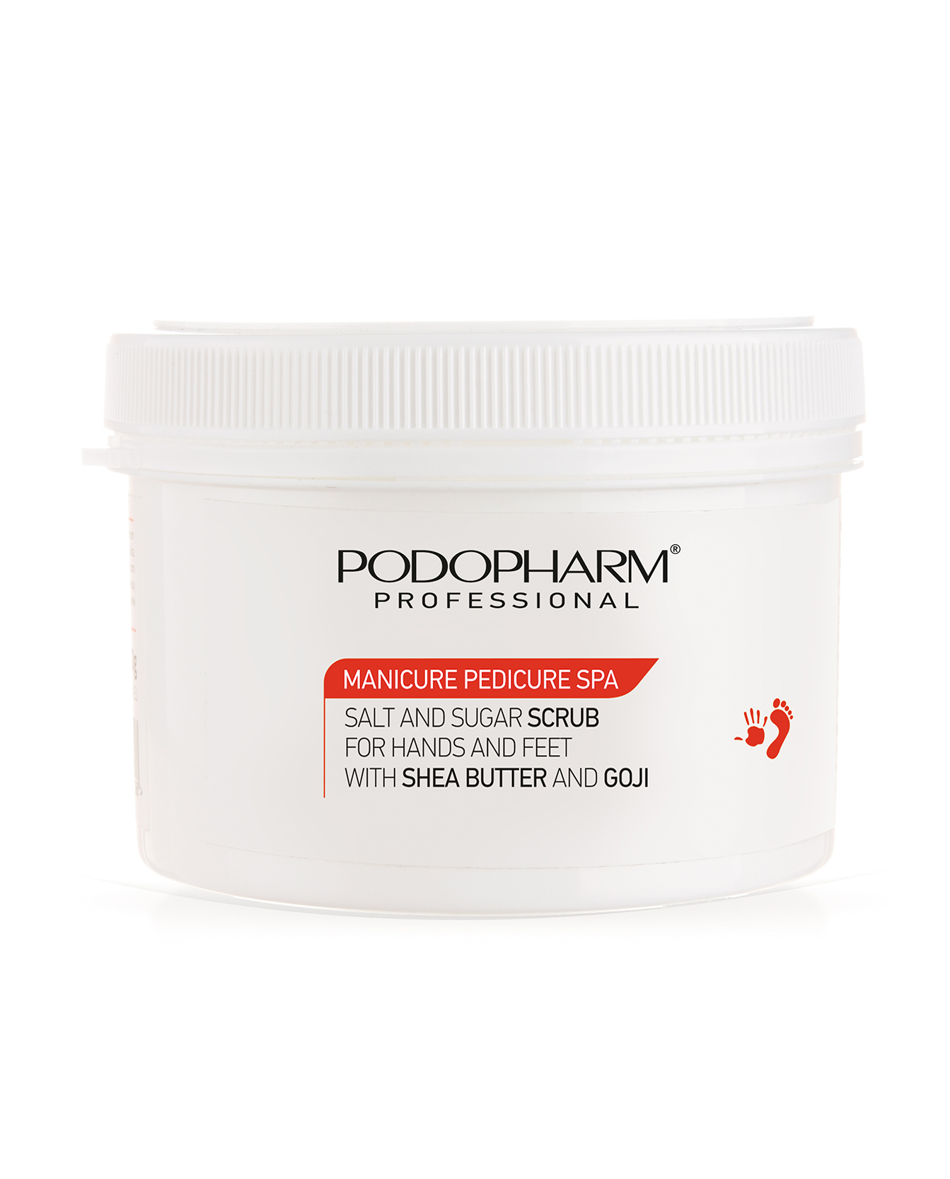 PODOPHARM MANICURE PEDICURE SPA Soola- ja suhkrukoorija sheavõi ning gojimarja ekstraktiga 600ml